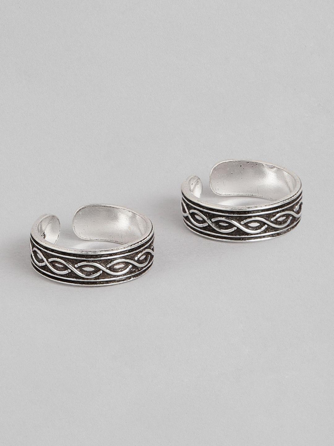zavya women set of 2 925 oxidized sterling silver rhodium plated toe rings