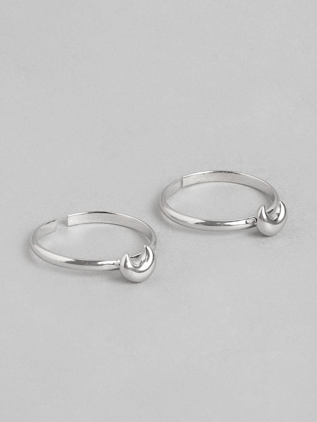 zavya women set of 2 rhodium-plated 925 sterling silver toe rings