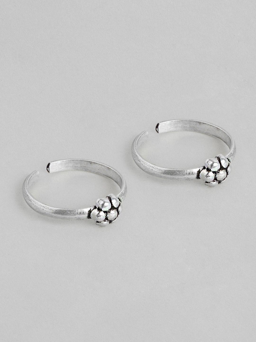 zavya women set of 2 rhodium-plated sterling silver toe rings