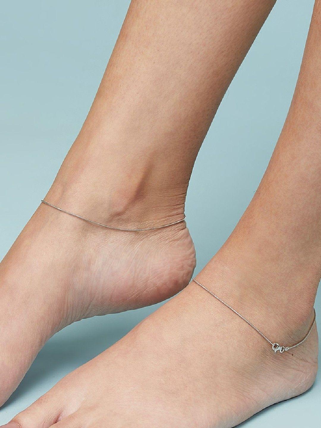 zavya women silver set of 2 925 sterling silver anklets