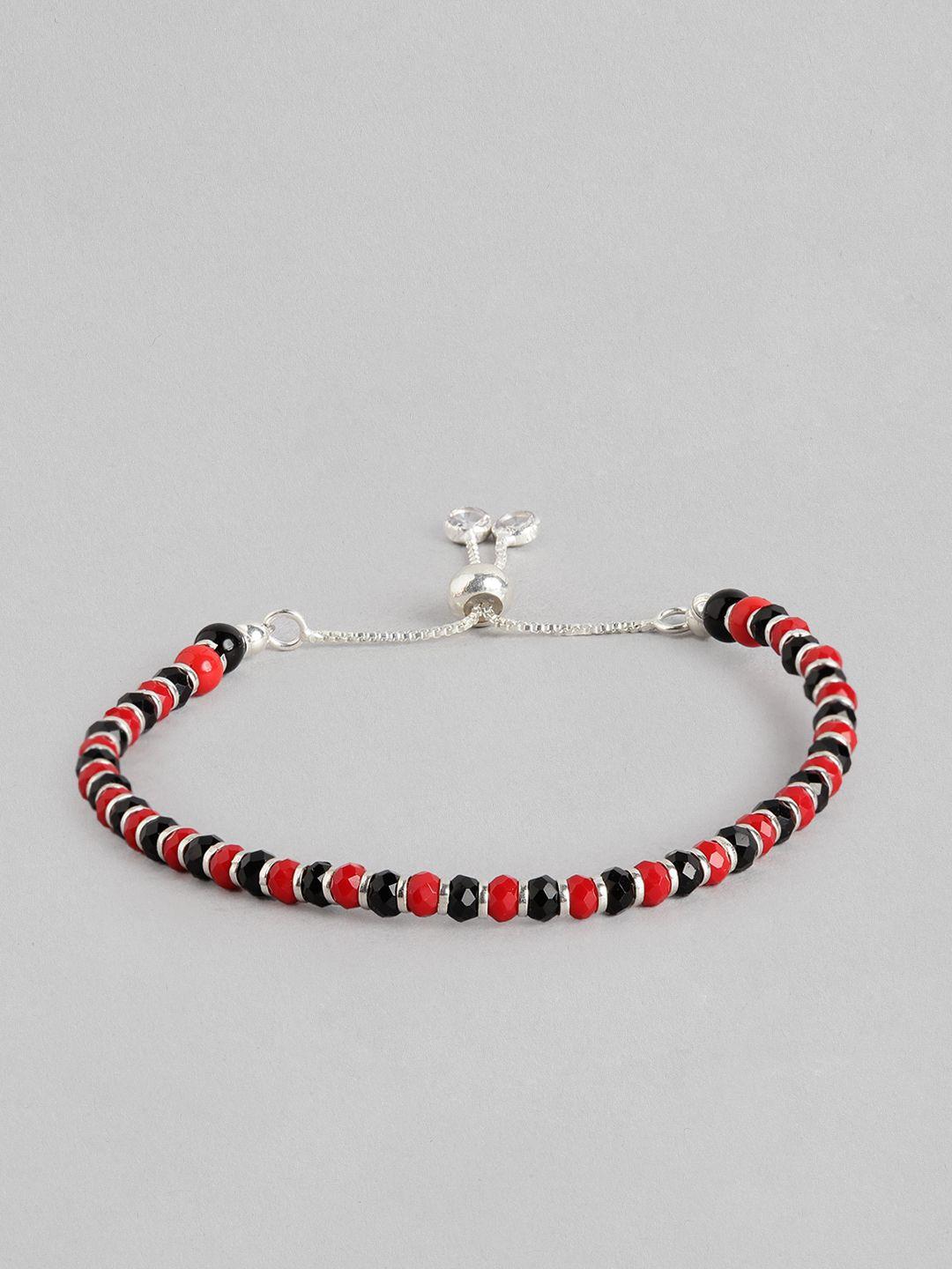 zavya women silver-toned rhodium-plated charm bracelet