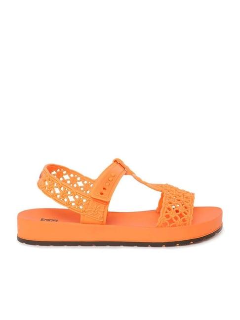 zaxy women's positiva orange back strap sandals