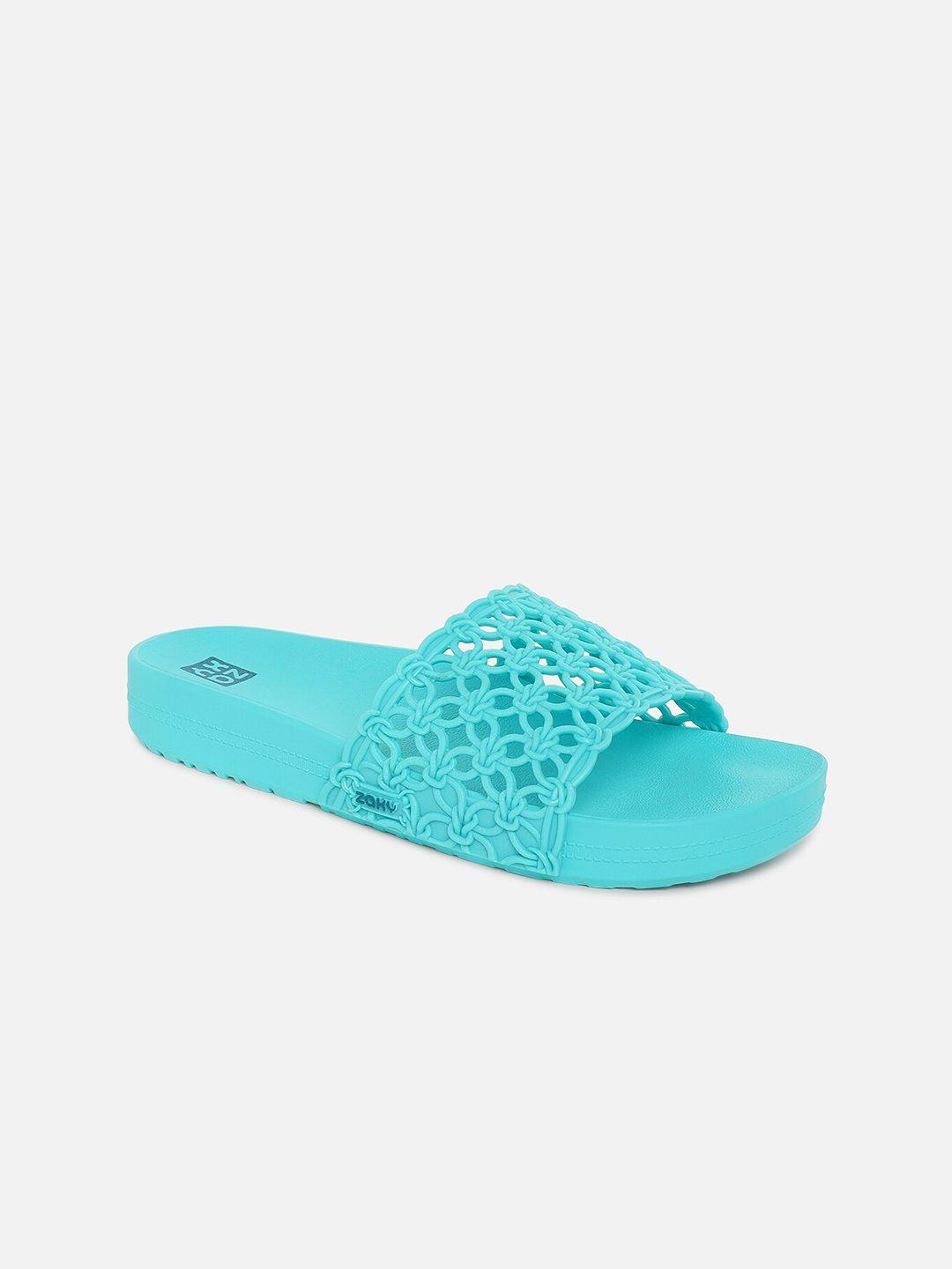 zaxy women blue open toe flats