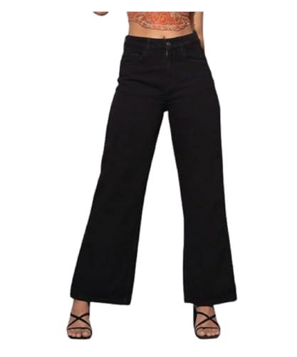 zayla women's denim wide leg jeans i stretchable full-length high waist baggy pants i clean solid relaxed fit pant i stylish & trendy look i for office party home girls & women(cg-2) (36, black)