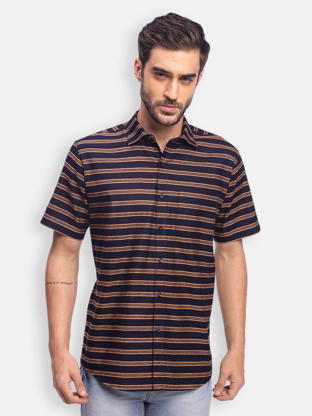 zeal comfort horizontal stripes opaque striped pure cotton casual shirt