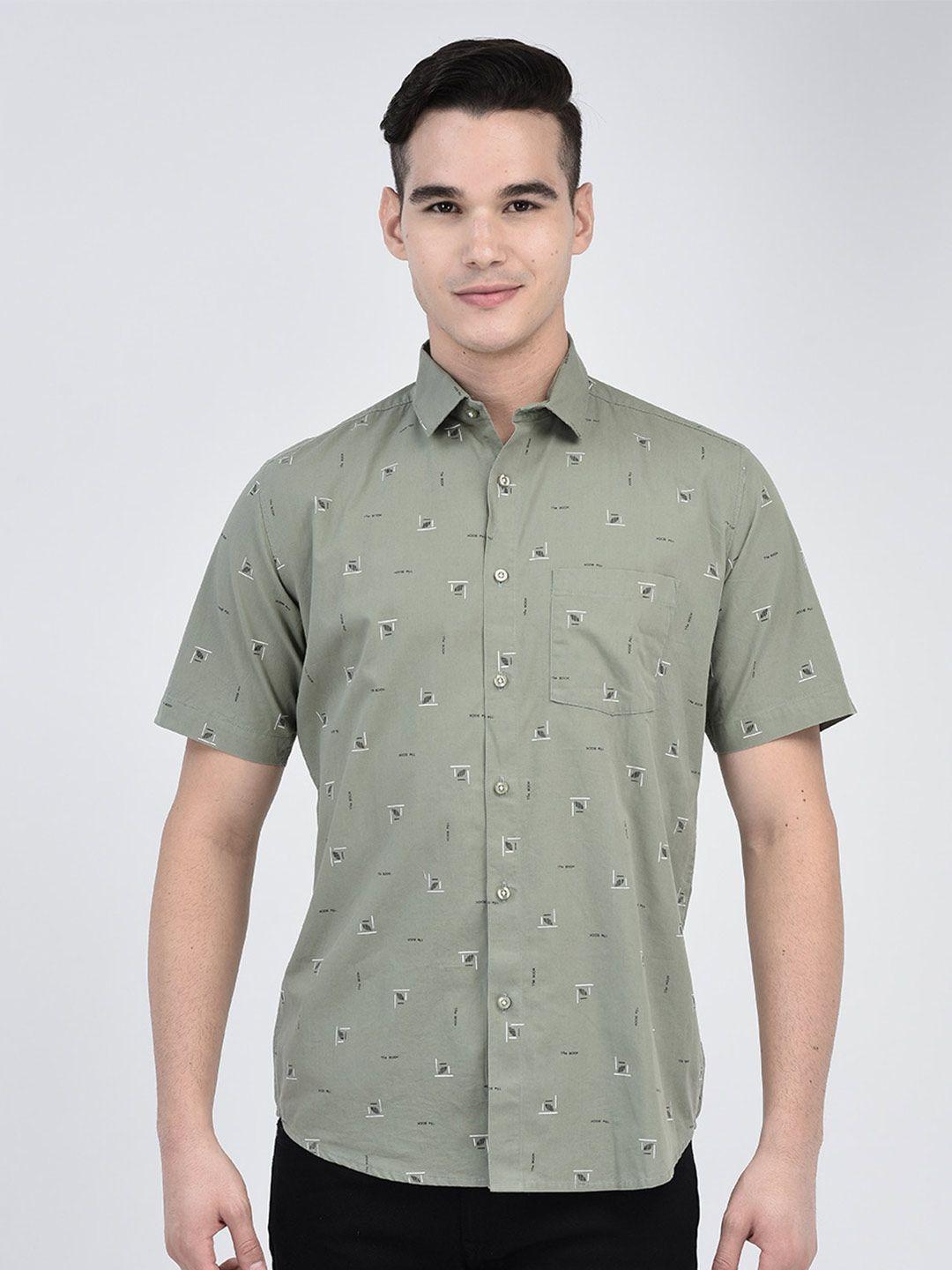 zeal conversational printed standard regular fit pure cotton casual shirt