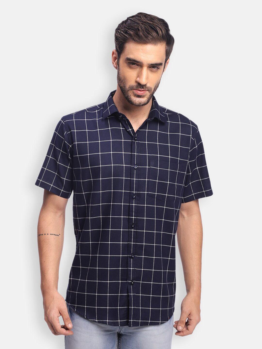 zeal standard windowpane checks checked pure cotton casual shirt