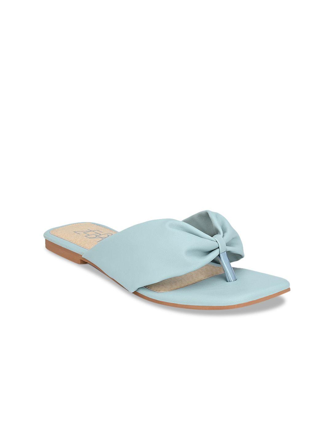 zebba women turquoise blue open toe flats