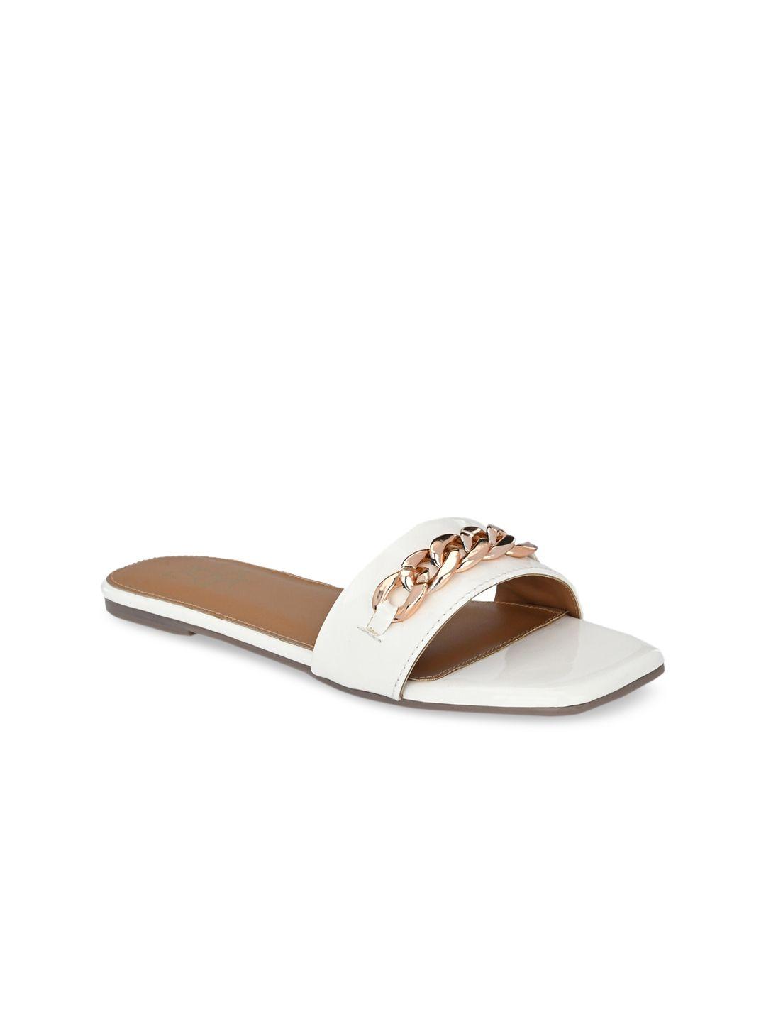 zebba women white embellished open toe flats