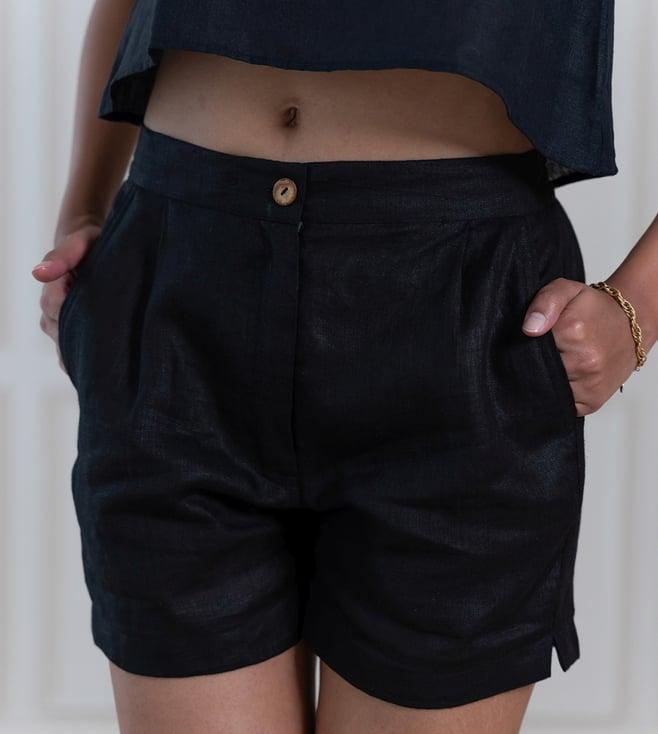 zebein india black into the light bobby linen shorts