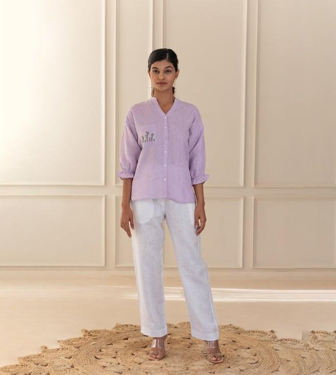 zebein india lilac into the light emma linen shirt