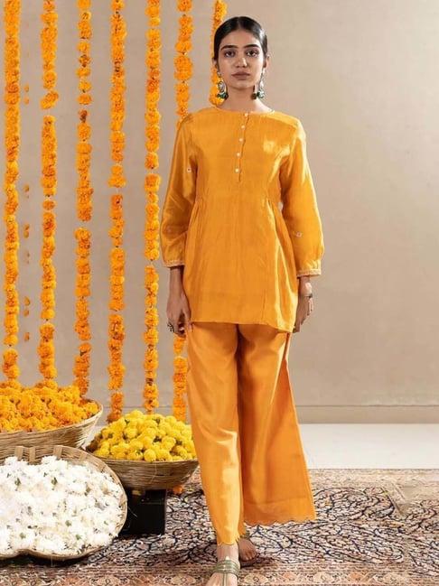 zebein india mustard orange bahaar aaboli top with pants