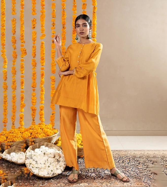 zebein india mustard orange bahaar aaboli top with pants