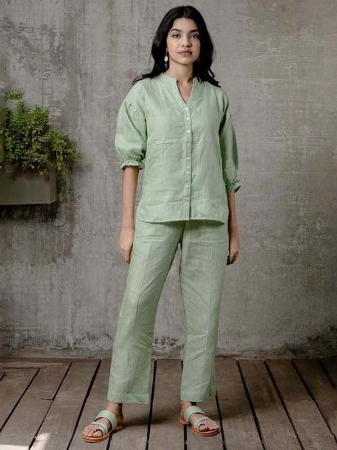 zebein india pista green monsoon playlist emma linen shirt