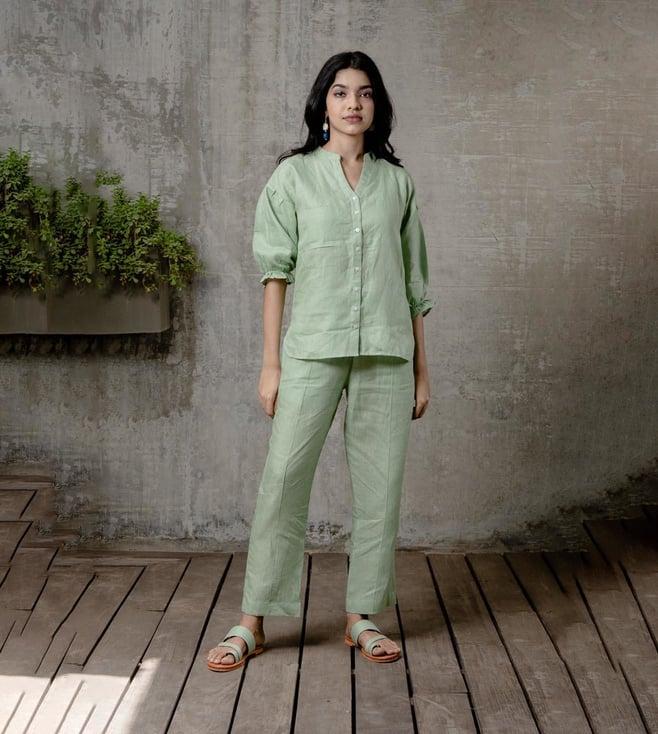 zebein india pista green monsoon playlist emma linen shirt