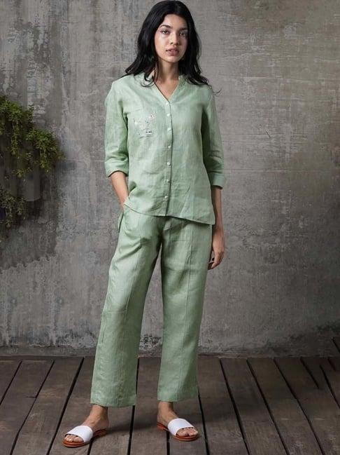 zebein india pista green monsoon playlist pamela linen classic shirt