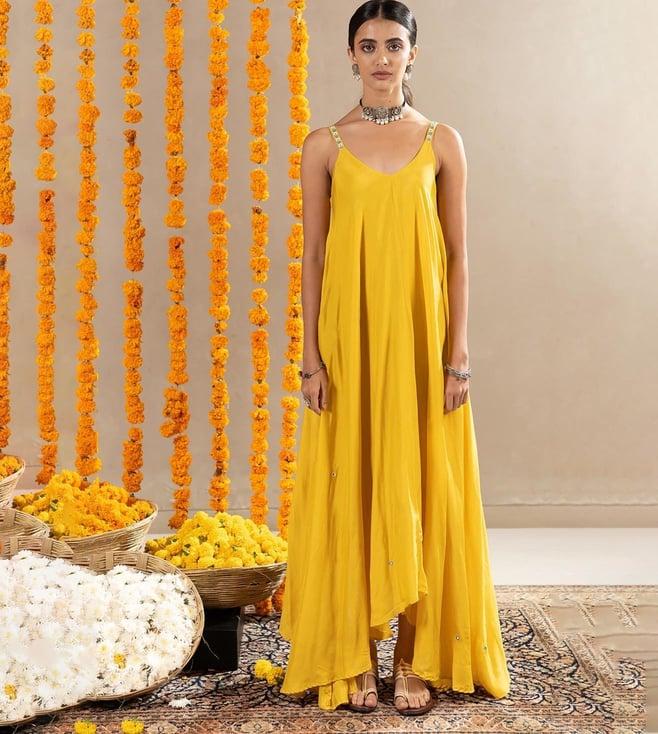 zebein india yellow bahaar kalki handkerchief dress