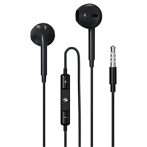 zebronics zeb-buds 30 3.5mm stereo wired in ear earphone with microphone for calling, volume control, 14mm drivers, stylish eartip,1.2 meter durable cable and lightweight design(black)