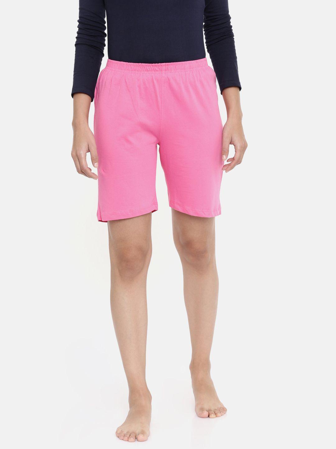 zebu women pink solid lounge shorts