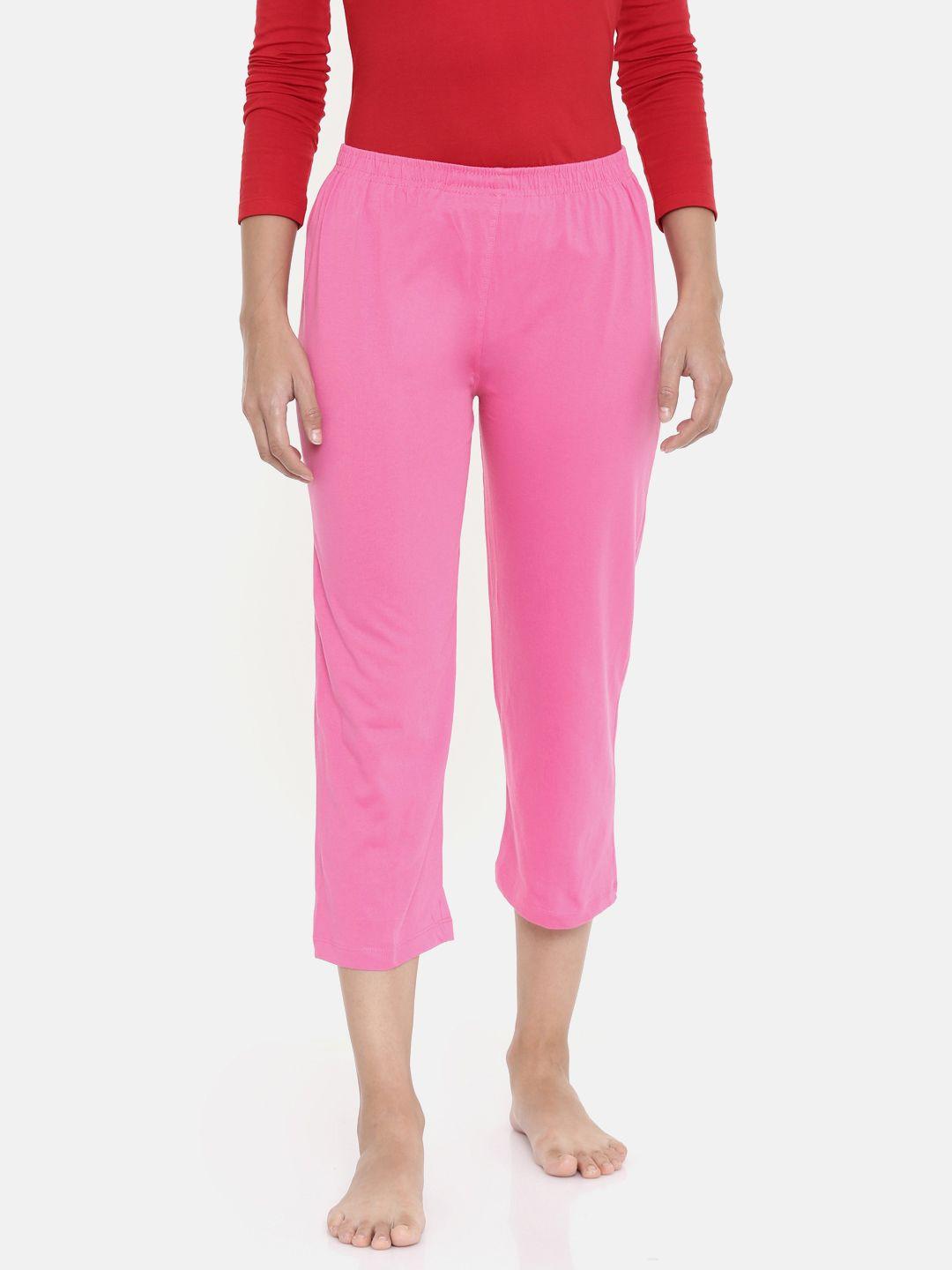 zebu women pink solid regular fit lounge pants