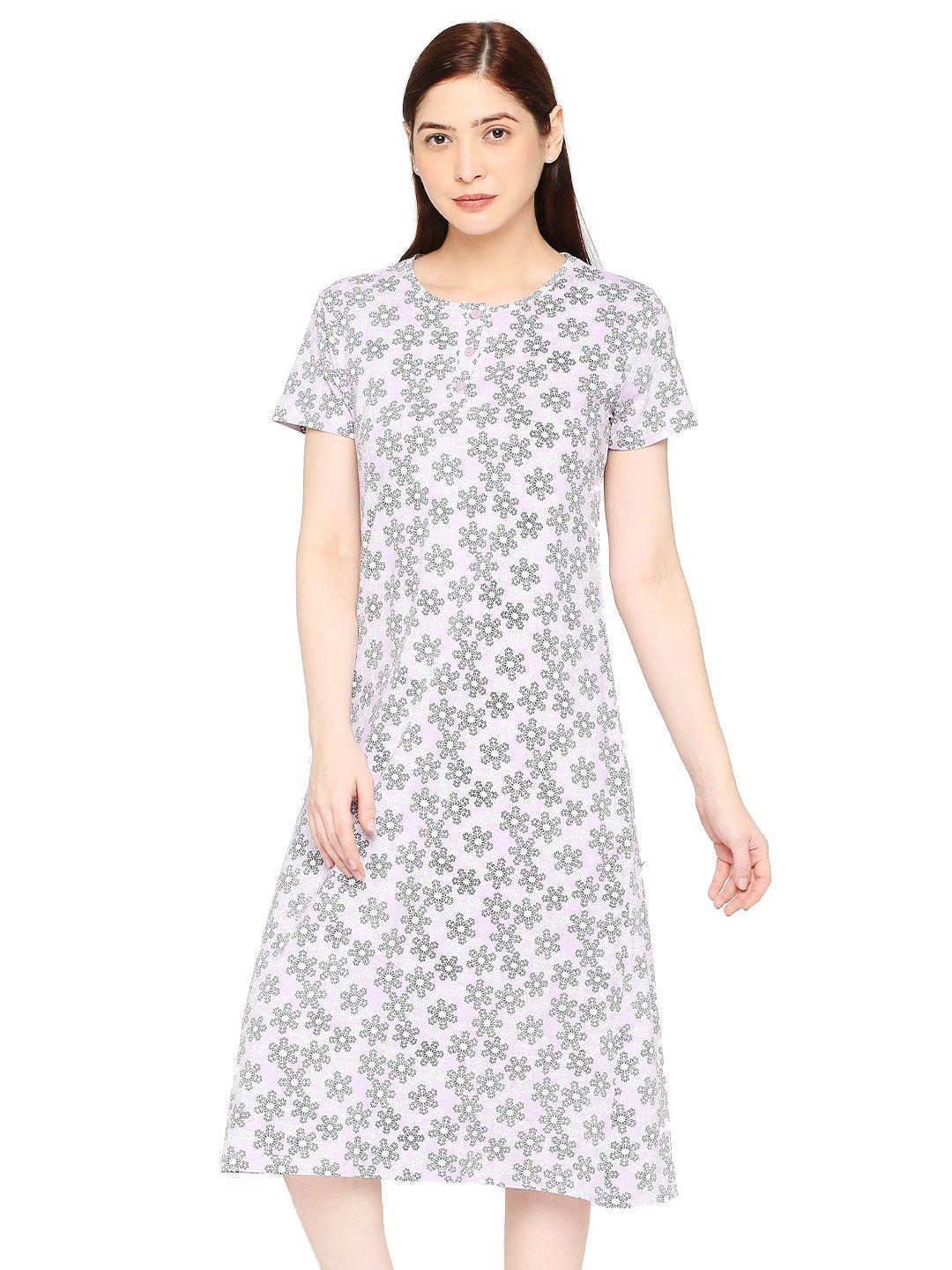 zebu floral printed pure cotton t-shirt nightdress