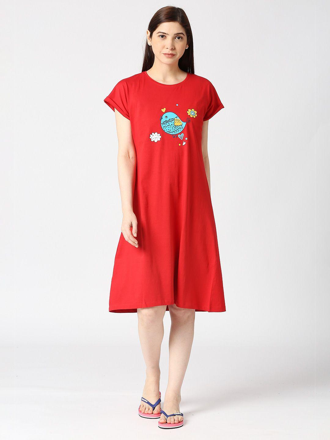 zebu graphic printed pure cotton t-shirt nightdress