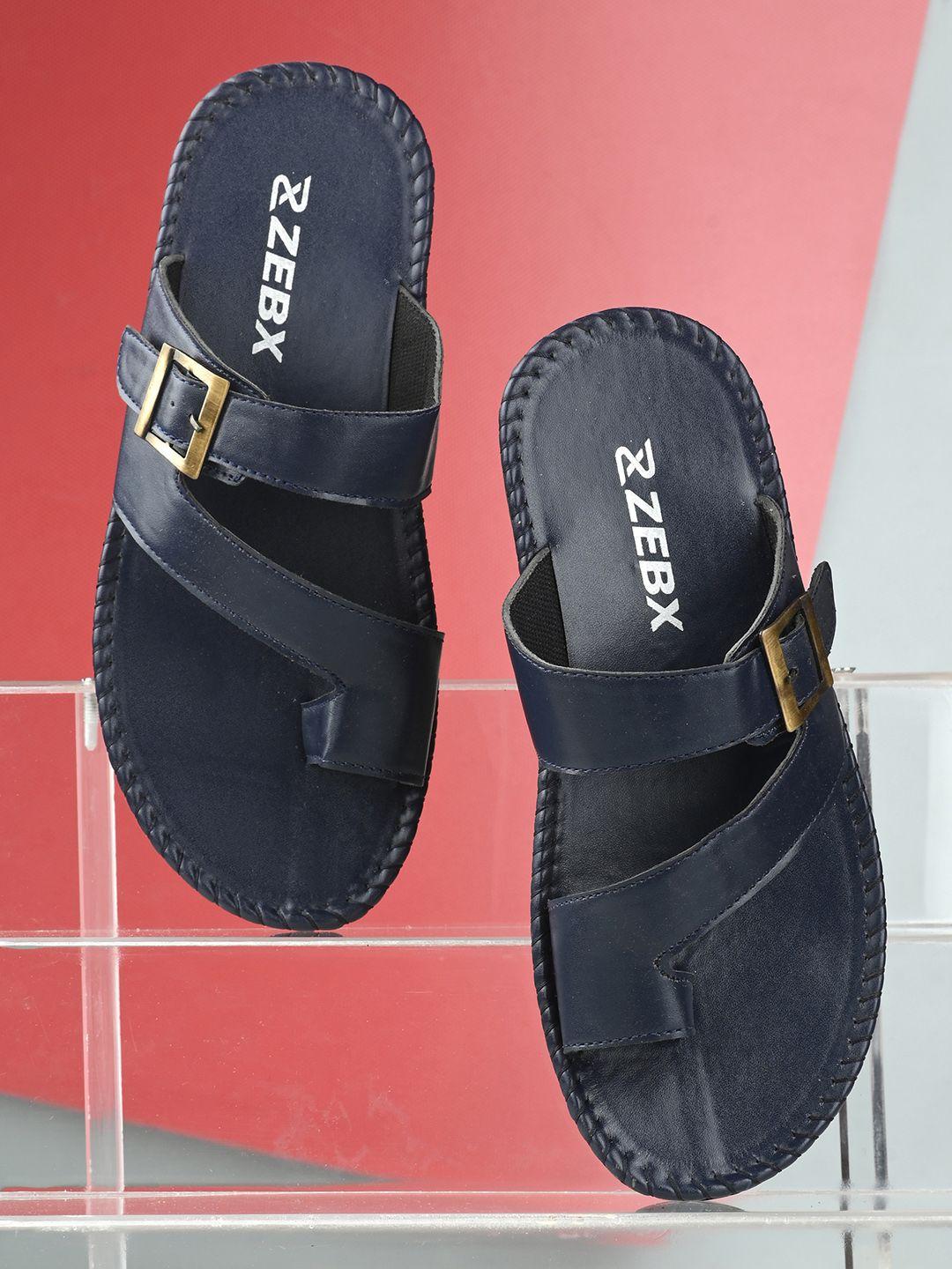 zebx men blue & black slip-on