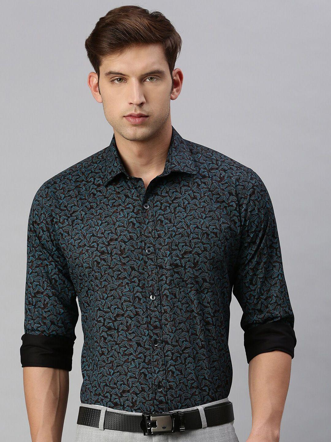 zedd men blue floral opaque printed casual shirt