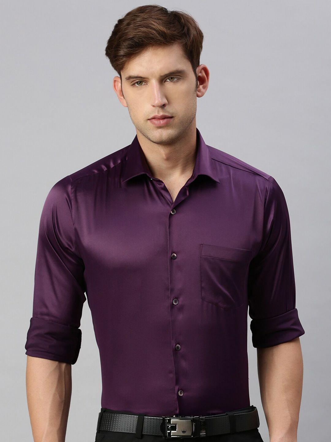 zedd men purple standard opaque formal shirt