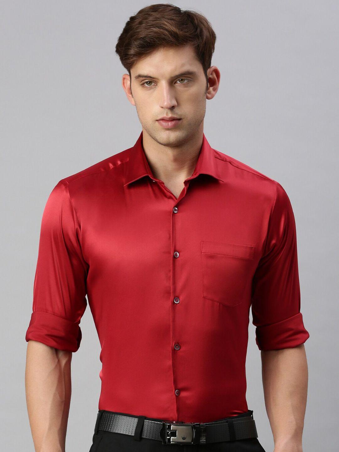 zedd men red standard opaque formal shirt