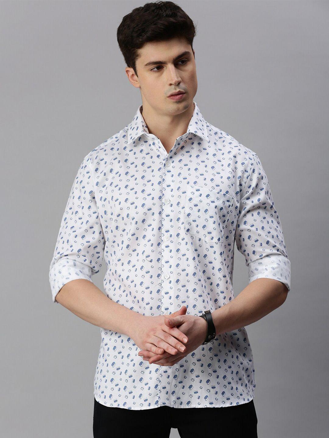 zedd men white floral opaque printed casual shirt