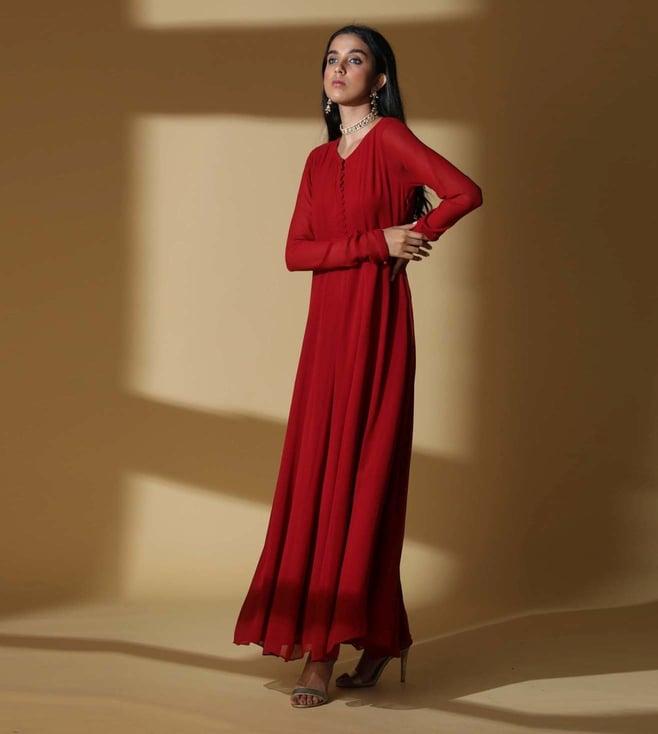 zeefaa royal afflatus classic red gown set