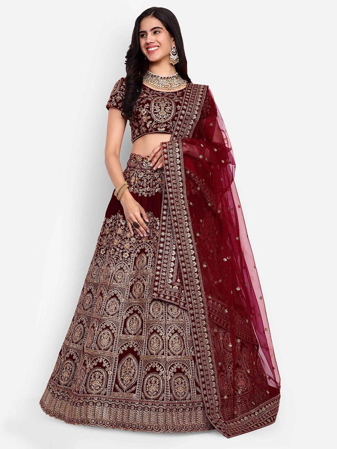 zeel clothing embroidered kalamkari semi-stitched lehenga & unstitched blouse with dupatta