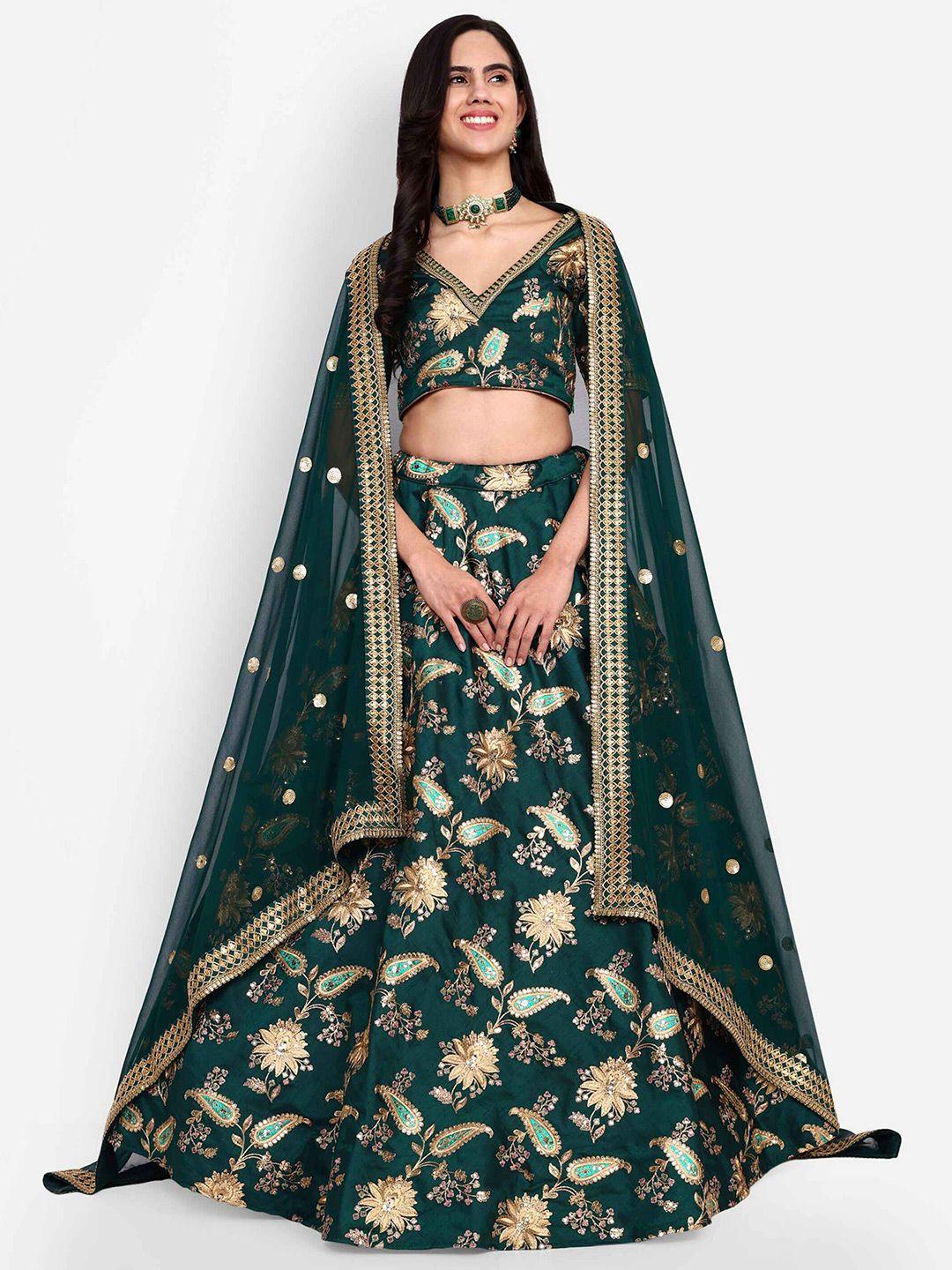 zeel clothing embroidered semi-stitched lehenga & unstitched blouse with dupatta