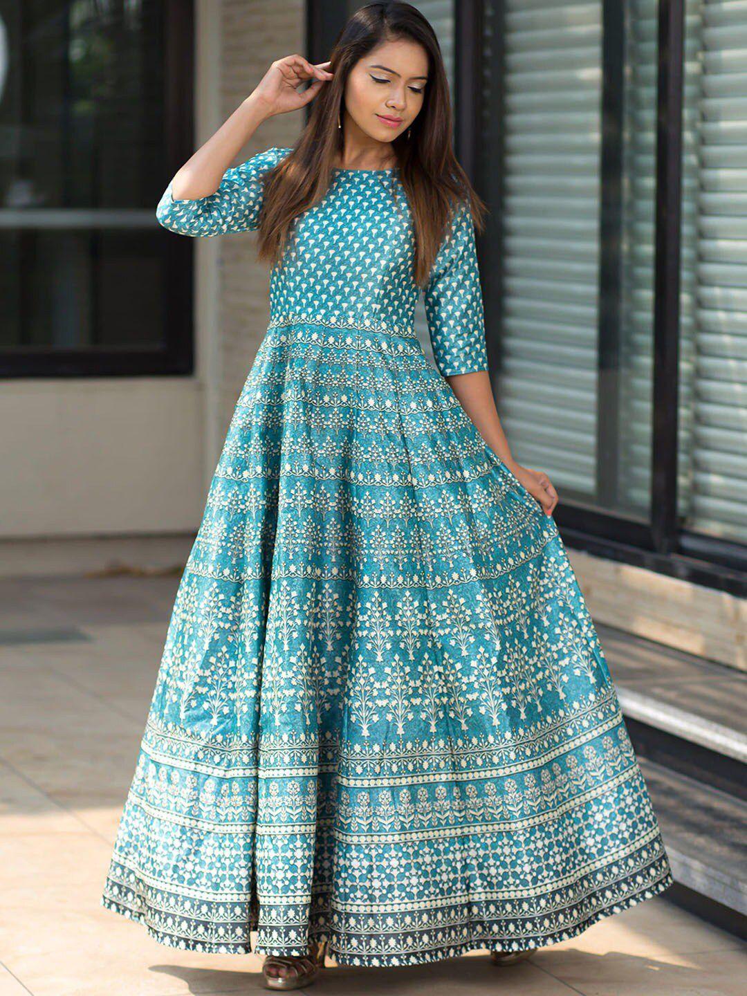 zeel clothing printed maxi ethnic dress