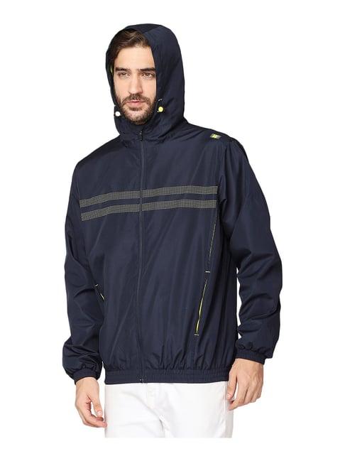zeel dark navy hooded wind cheater jacket