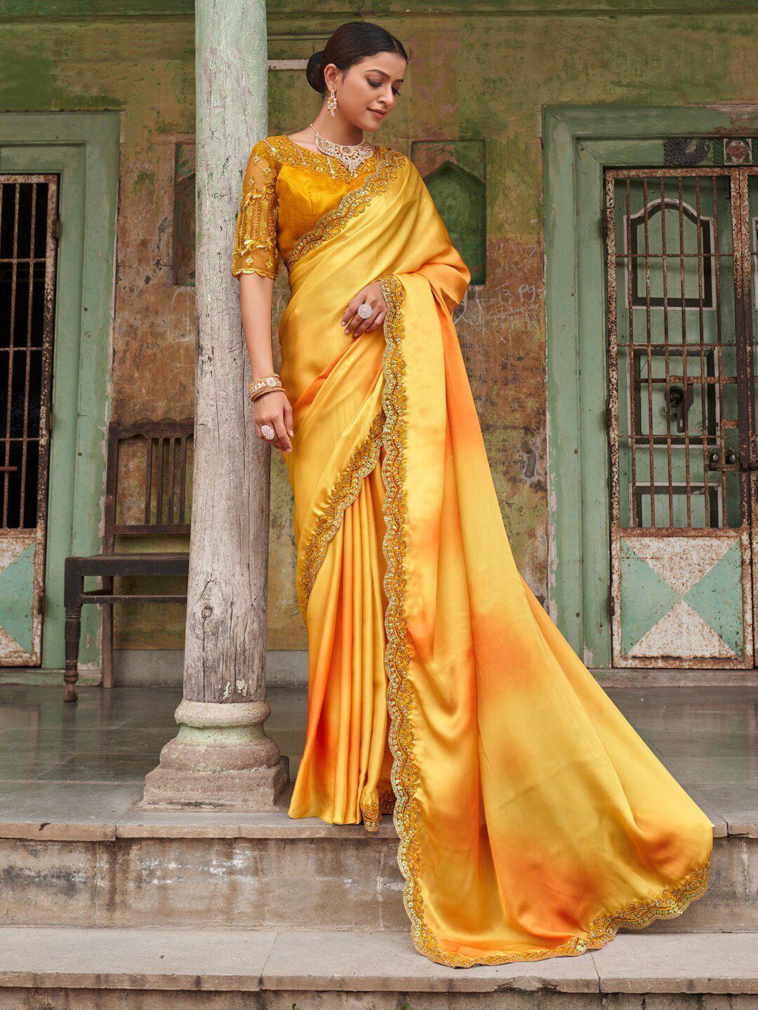 zeel clothing embellished embroidered satin saree