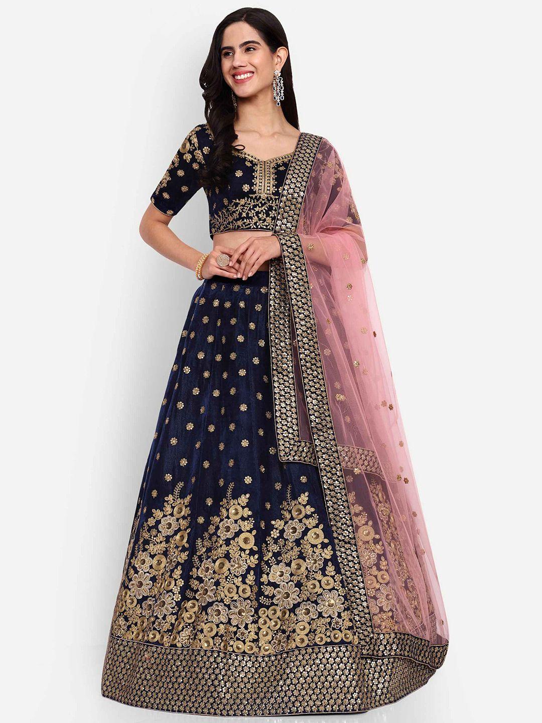 zeel clothing embroidered kalamkari semi-stitched lehenga & unstitched blouse with dupatta