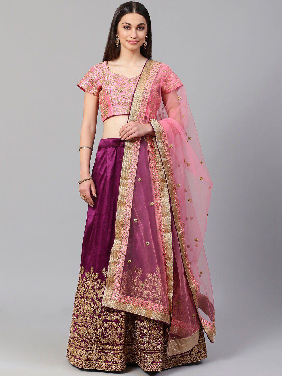 zeel clothing embroidered semi-stitched lehenga & unstitched blouse with dupatta