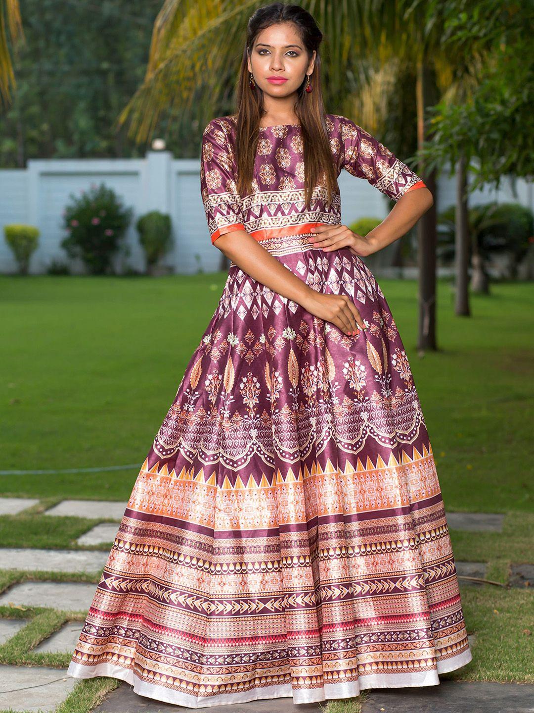 zeel clothing ethnic motifs printed fit & flare maxi dress