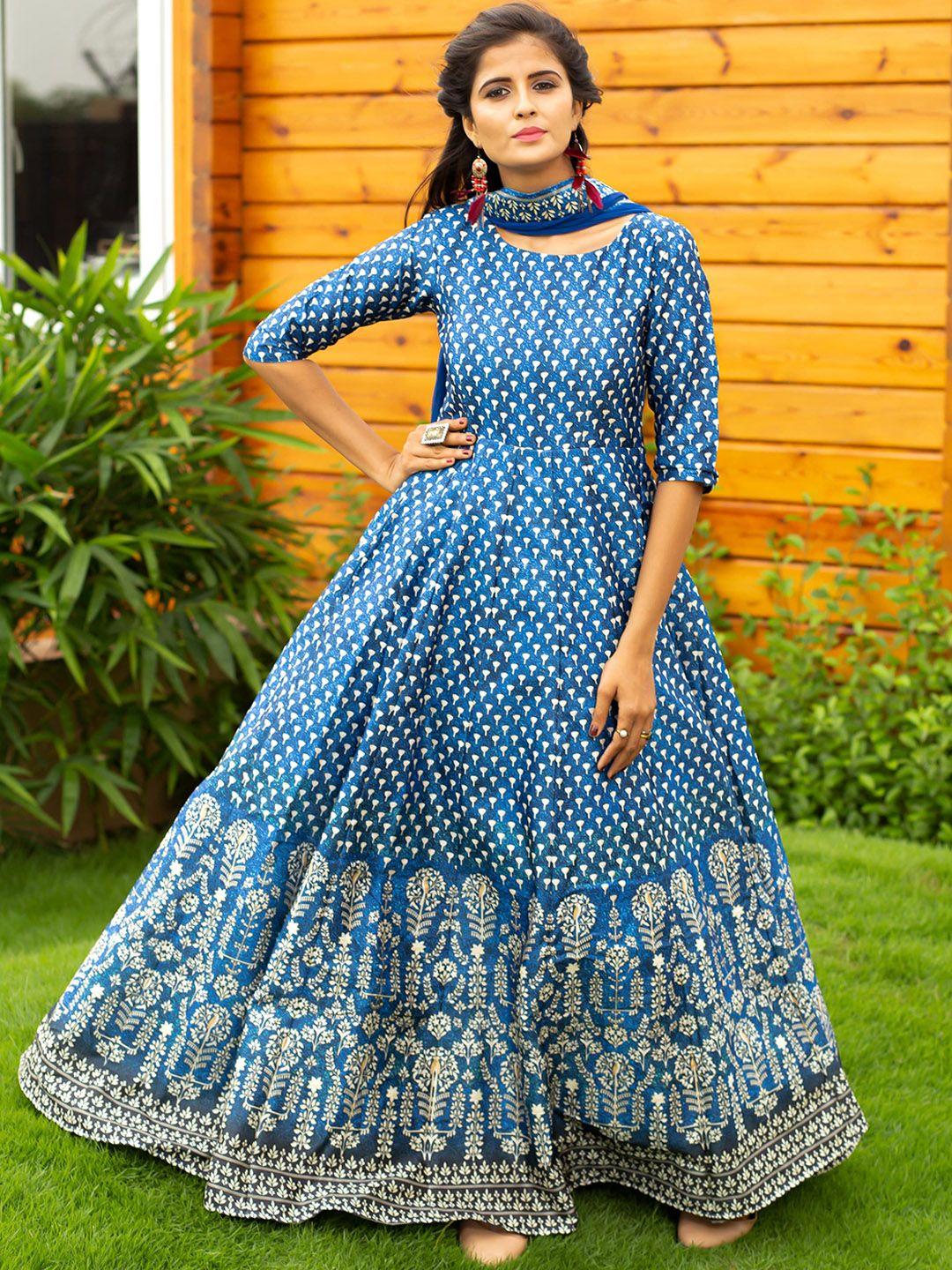 zeel clothing floral printed ethnic dresses with dupatta