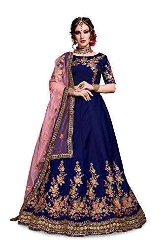 zeel clothing women's dupion silk semi stitched lehenga choli (7205-blue_blue_free size)