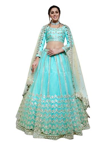 zeel clothing women's foil embroidered net semi-stitched lehenga and choli set (5029-skyblue-womens-lehenga-choli-latest,free size), sky blue