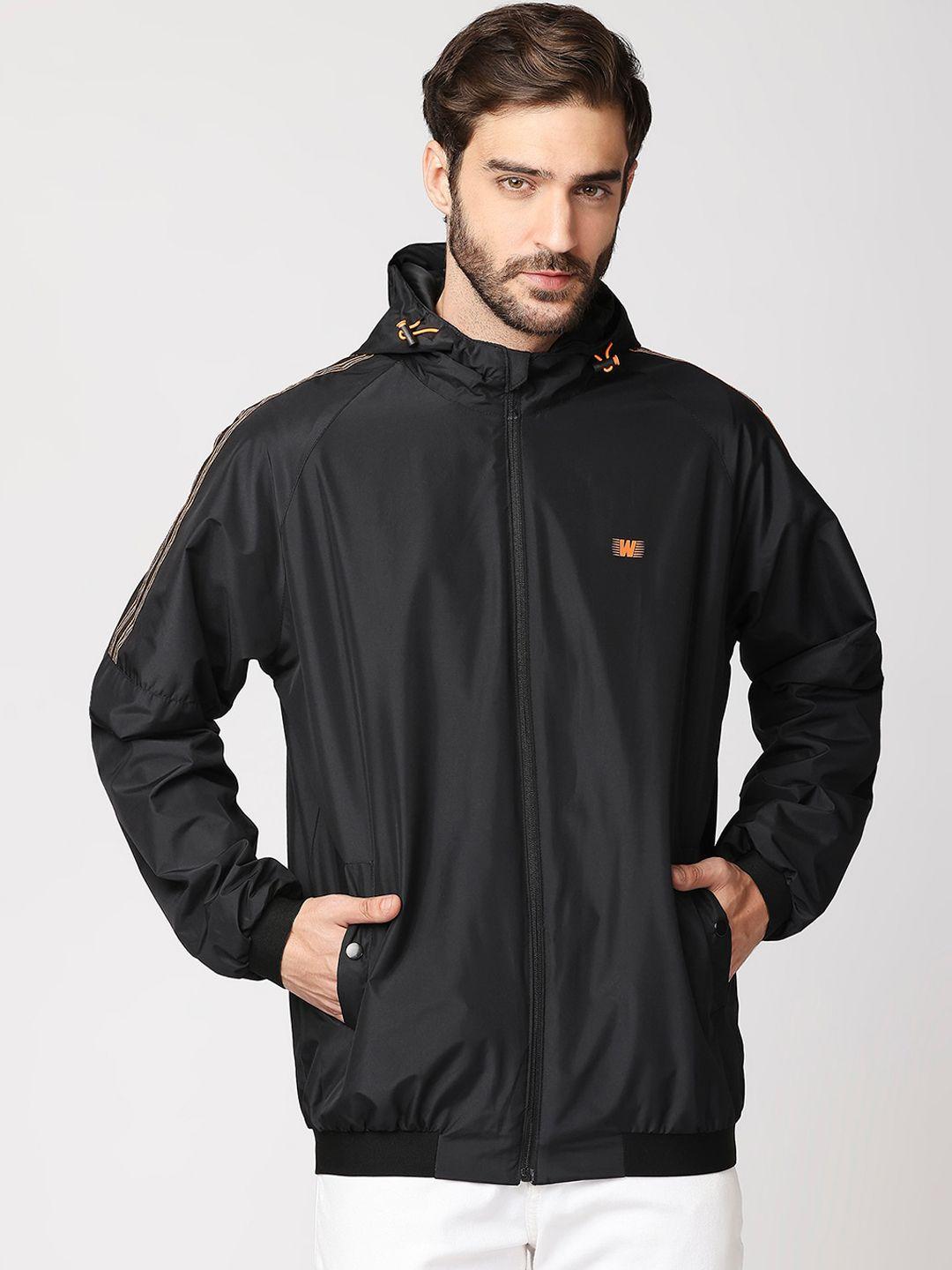 zeel men black solid windcheater jacket