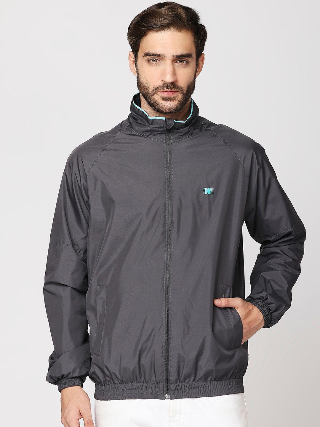 zeel men grey solid windcheater sporty jacket