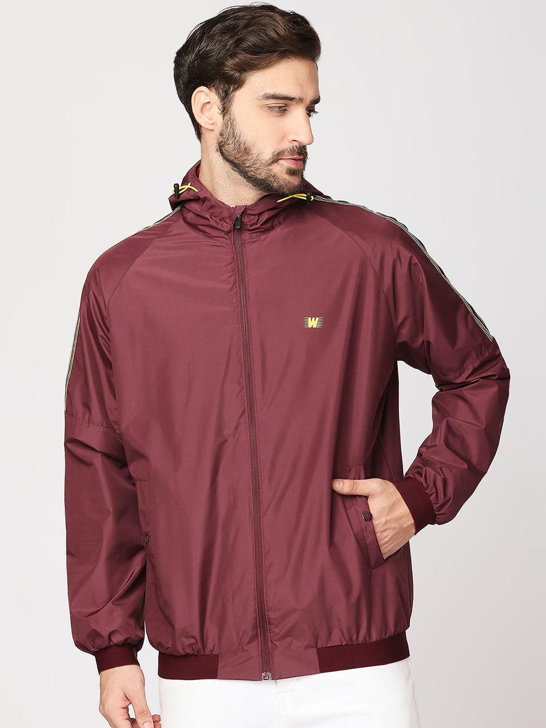 zeel men maroon windcheater bomber jacket