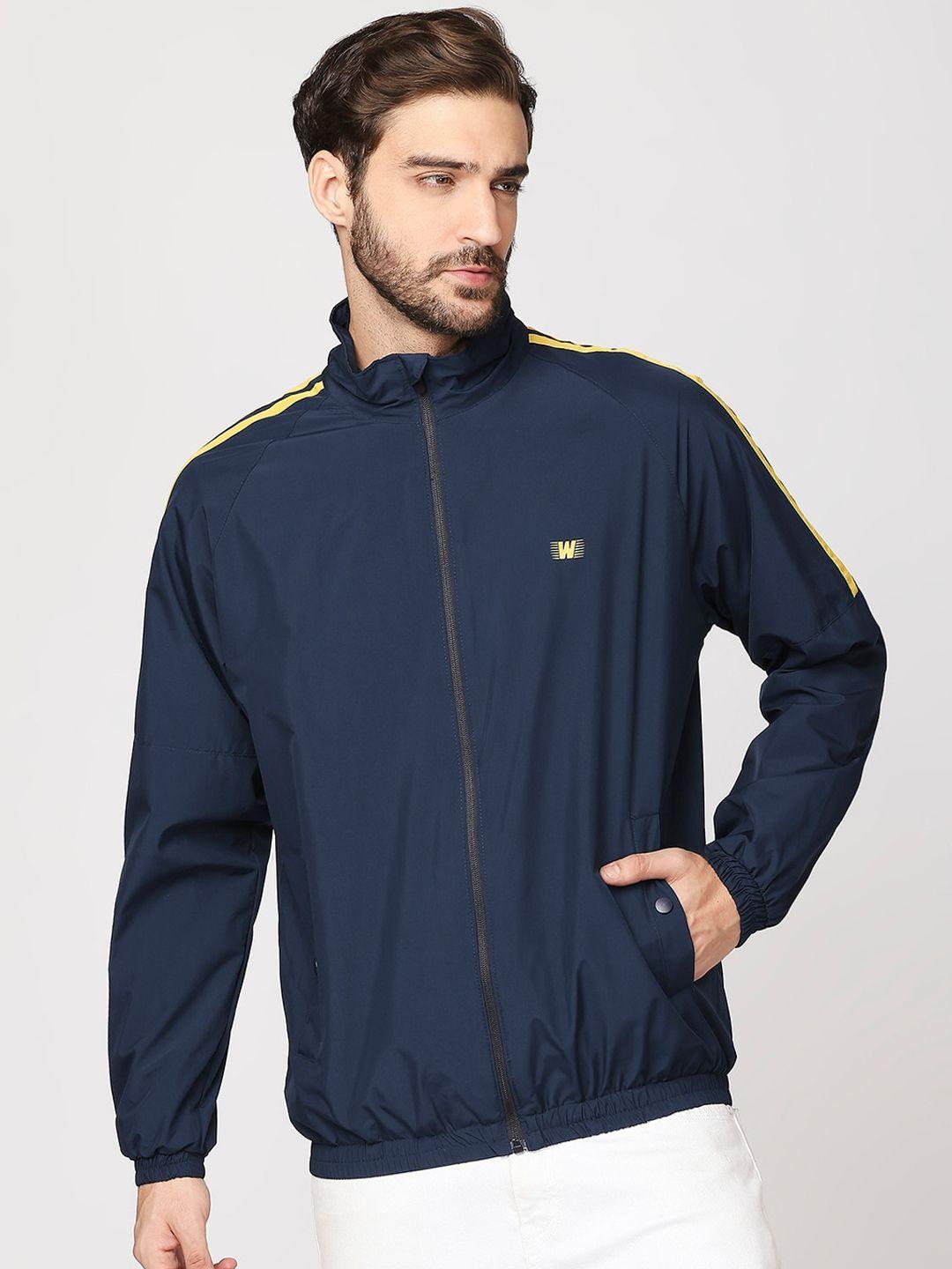 zeel men navy blue windcheater bomber jacket