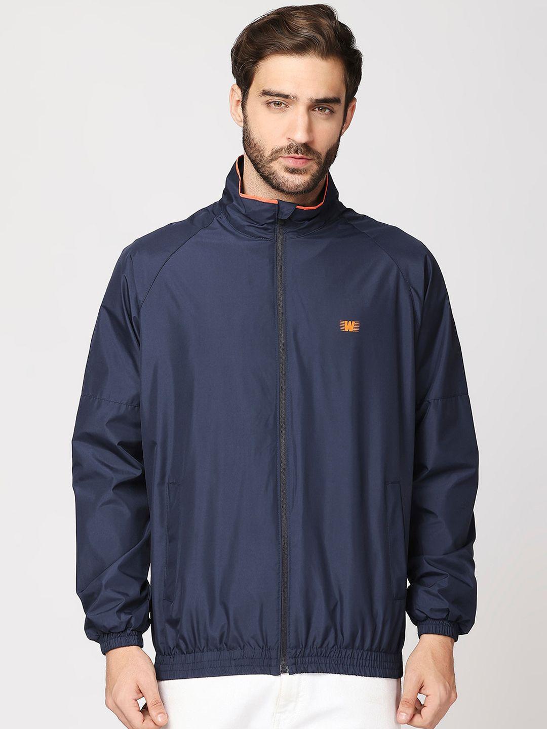 zeel men navy blue windcheater sporty jacket