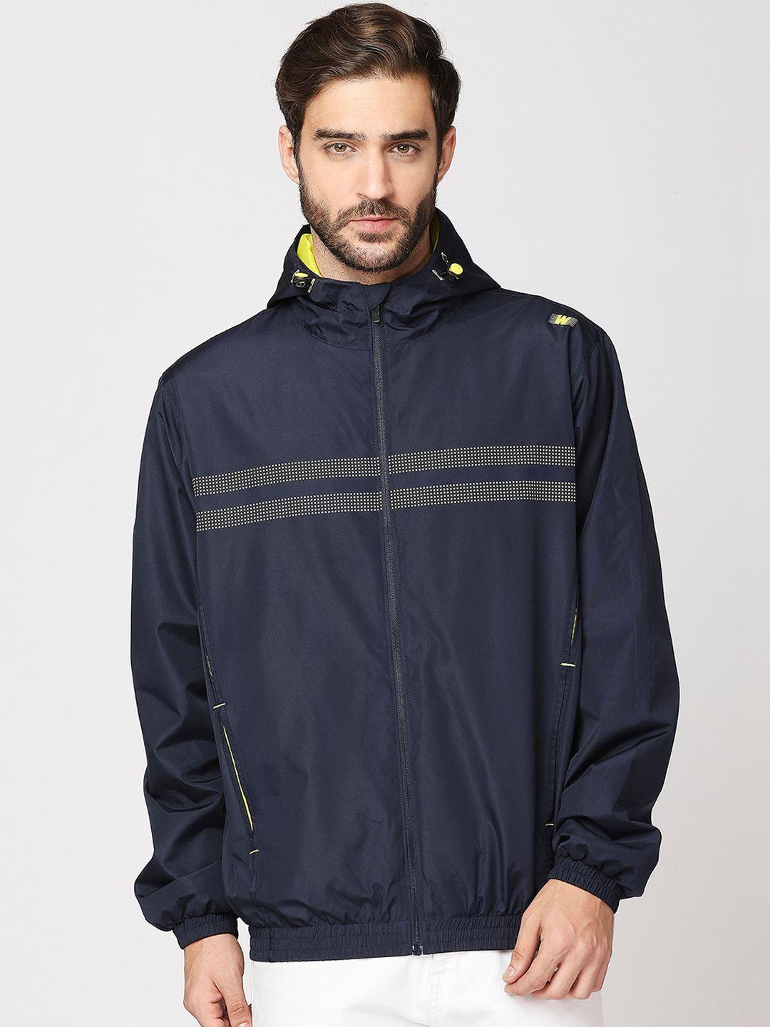 zeel men navy blue windcheater sporty jacket