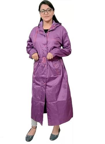 zeel women/girl soild full length raincoat xl size purple color